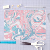 白モダンピンクブルーグリッターマーブル 薄葉紙 (クラフト)