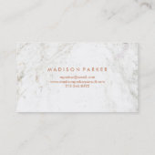 白モダンフェイク大理石のバラ金ゴールド幾何学的 名刺 (裏面)