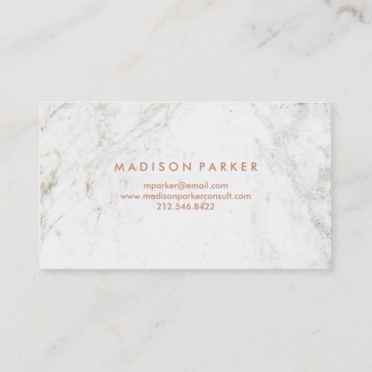 白モダンフェイク大理石のバラ金ゴールド幾何学的 名刺 (裏面)