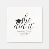 白モダンフォントエレガント卒業ナプキン スタンダードカクテルナプキン (正面)