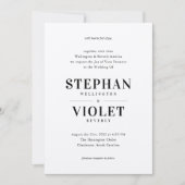 白モダンフォーマル黒コンテンポラリー結婚の 招待状 (正面)