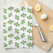 白モダンフレンドリーの緑葉の多肉性 キッチンタオル (四つ折り)