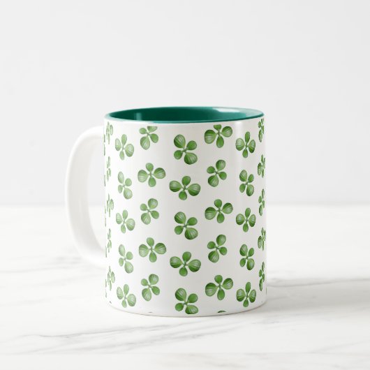 白モダンフレンドリーの緑葉の多肉性 ツートーンマグカップ (正面左)