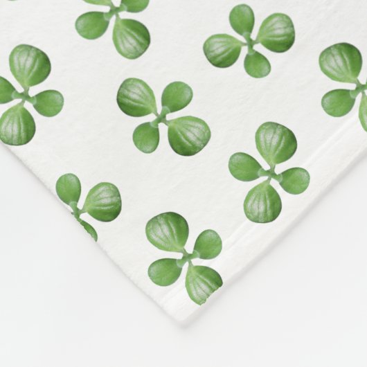 白モダンフレンドリーの緑葉の多肉性 フリースブランケット (角)