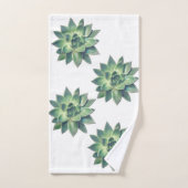 白モダンフレンドリー上の緑の多肉植物 バスタオルセット (ハンドタオル)