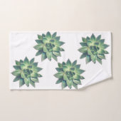 白モダンフレンドリー上の緑の多肉植物 バスタオルセット (ハンドタオル)