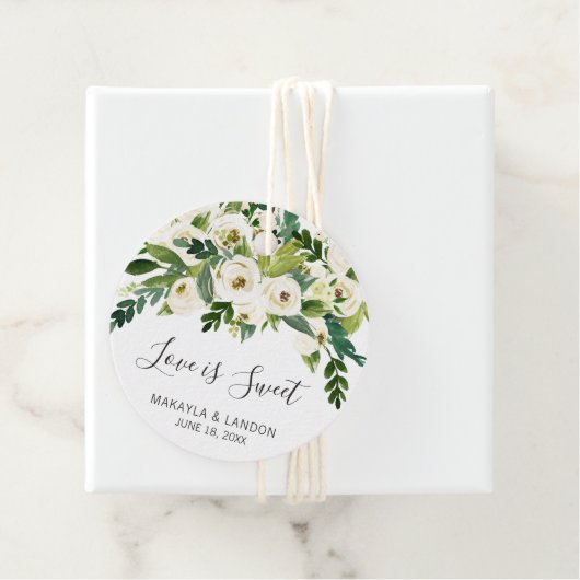 白モダンフローラエレガントな結婚式 フェイバータグ (インサイチュ)