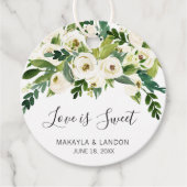 白モダンフローラエレガントな結婚式 フェイバータグ (正面)