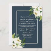 白モダンフローラエレガントグ結婚リーズ 招待状 (正面)