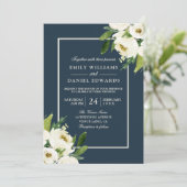白モダンフローラエレガントグ結婚リーズ 招待状 (スタンド正面)