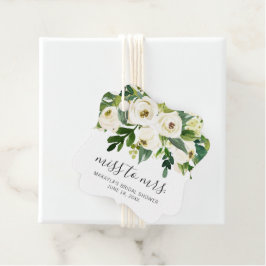 白モダンフローラエレガントブライダルシャワー フェイバータグ