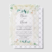 白モダンフローラガーデンスペインのジェンダー表示 ベラム紙招待状 (オフセット (招待状))