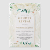 白モダンフローラガーデン性別の表示 ベラム紙招待状 (正面)