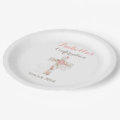 白モダンフローラクロスネーム女の子確認 ペーパープレート (アングル)