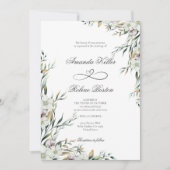 白モダンフローラユーカリ結婚式招待状 招待状 (正面)
