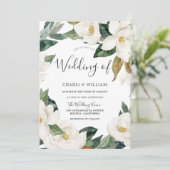白モダンフローラリーフリースグリーンリー結婚ズ 招待状 (スタンド正面)