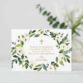 白モダンフローラ牡丹リースバプテスマ サンキューカード (スタンド正面)