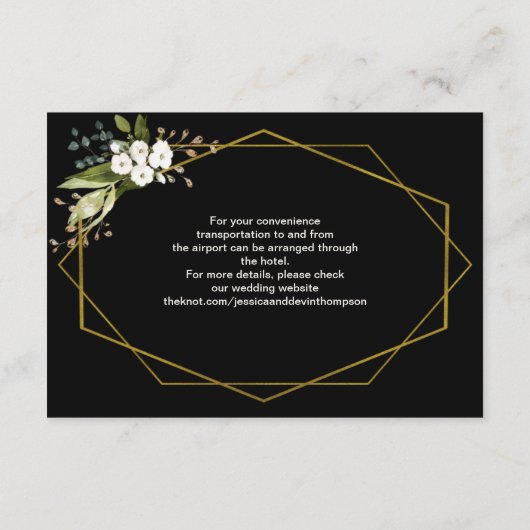 白モダンフローラ金ゴールド結婚宿泊施設 エンクロージャーカード (裏面)