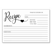 白モダンブライダルシャワーレシピカード テーブルナンバー (正面)