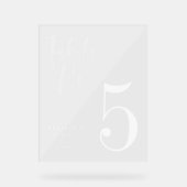 白モダンブラシ結婚スクリプトのテーブル番号 アクリルサイン (正面)