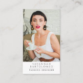 白モダンプロフェッショナル業務写真QRコード 名刺 (正面)