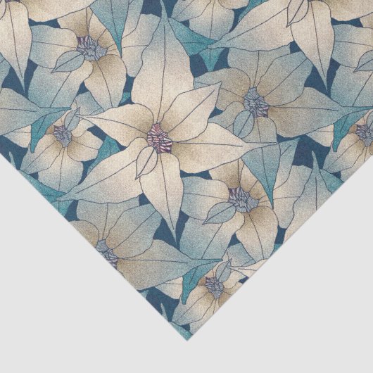 白モダンポインセチアのクリスマスブルー 薄葉紙 (詳細)