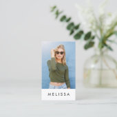 白モダンミニマカスタムリスト写真QRコード 名刺 (スタンド正面)