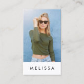 白モダンミニマカスタムリスト写真QRコード 名刺 (正面)