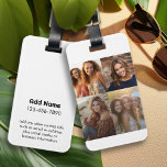 白モダンミニマルい4枚のフォトコラージュ連絡と ラゲッジタグ<br><div class="desc">あなたのタイプのシンプルフォトカレッジと文字ブロック。フォトグモダンリッドを使用したデザインは、情報のシンプル白い背景に黒いタイプのデザインを連絡作成する。思い出ユニークを捉え、友人や家族と共有する方法。</div>