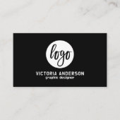 白モダンミニマルと黒のロゴQRコード 名刺 (正面)