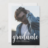 白モダンミニマルと黒の写真卒業パーティー 招待状 (正面)