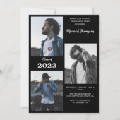 白モダンミニマルと黒の写真卒業パーティー 招待状 (裏面)