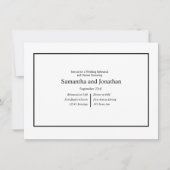 白モダンミニマルの黒リハーサル 招待状 (正面)