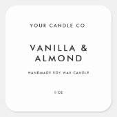 白モダンミニマルろうそくラベル スクエアシール (正面)