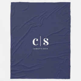 白モダンミニマルモノグラム フリースブランケット