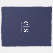 白モダンミニマルモノグラム フリースブランケット (正面(横))