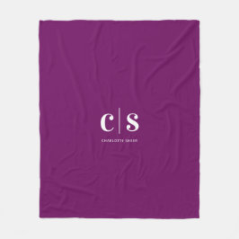 白モダンミニマルモノグラム フリースブランケット