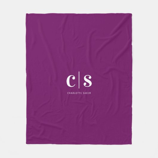 白モダンミニマルモノグラム フリースブランケット (正面)