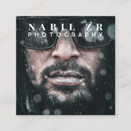 白モダンミニマル写真撮影 スクエア名刺