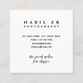 白モダンミニマル写真撮影 スクエア名刺 (裏面)