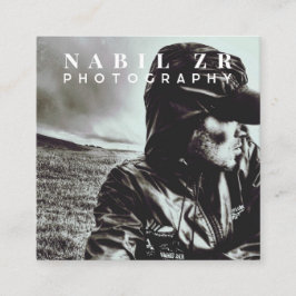 白モダンミニマル写真撮影 スクエア名刺