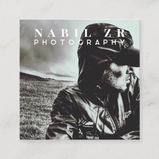 白モダンミニマル写真撮影 スクエア名刺 (正面)