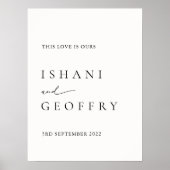 白モダンミニマル結婚歓迎の看板ポスター ポスター (正面)