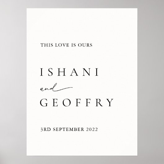 白モダンミニマル結婚歓迎の看板ポスター ポスター (正面)