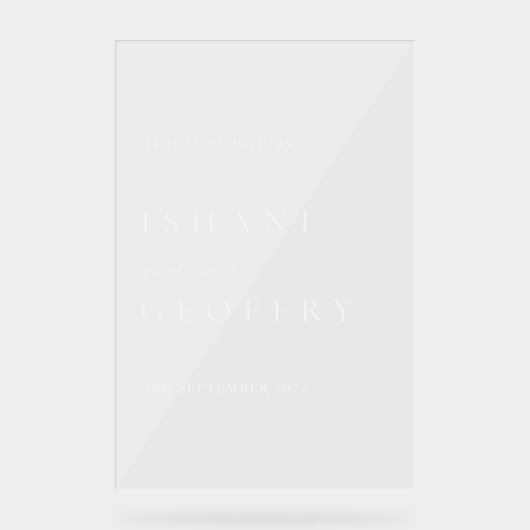 白モダンミニマル結婚色ウェルカムサイン アクリルサイン (正面)