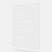 白モダンミニマル結婚色ウェルカムサイン アクリルサイン (傾斜)