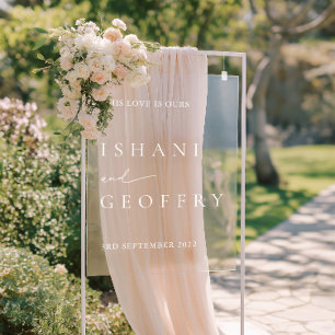 白モダンミニマル結婚色ウェルカムサイン アクリルサイン