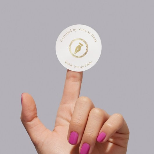 白モダンミニマル金ゴールド公証人ペン認証者 ラウンドシール