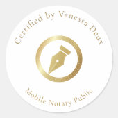 白モダンミニマル金ゴールド公証人ペン認証者 ラウンドシール (正面)