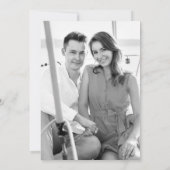 白モダンミニマル黒の写真結婚 招待状 (裏面)